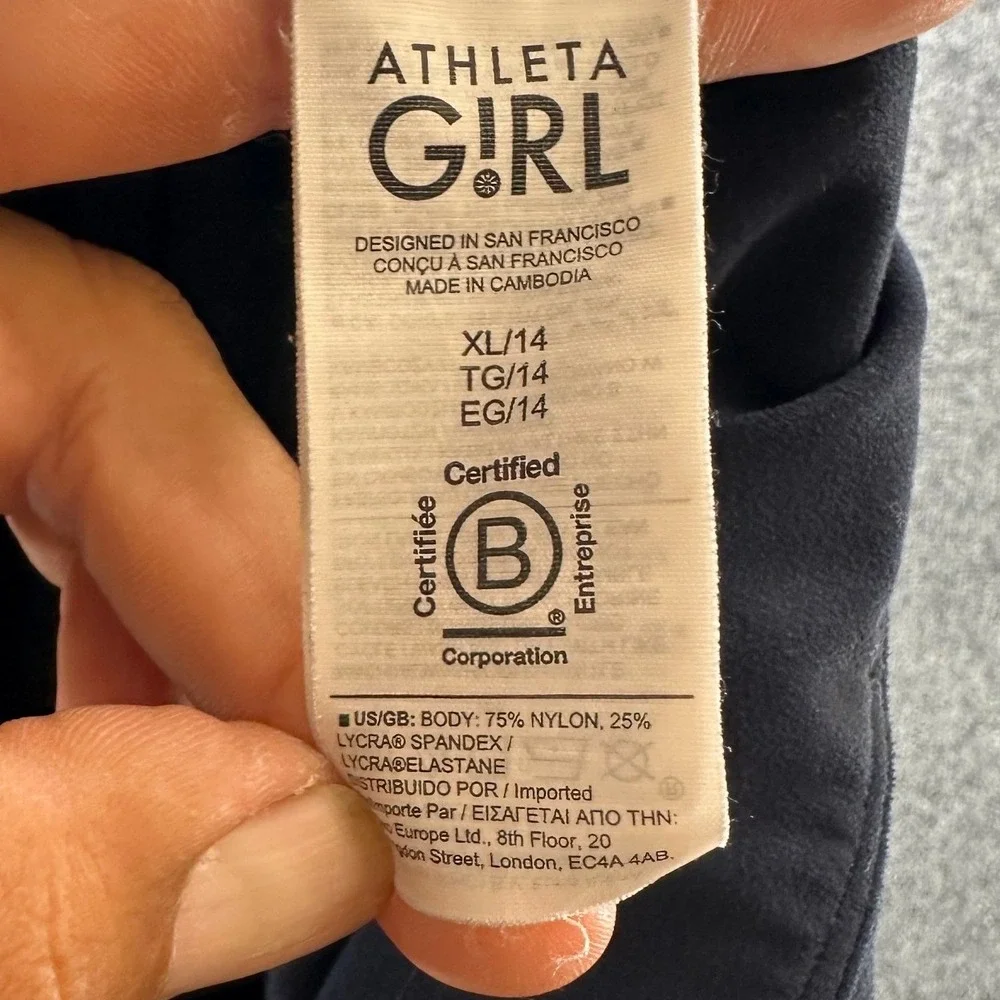 Athleta Girl High Rise Stash Your Treasures Tight Navy Blue Leggings XL 14